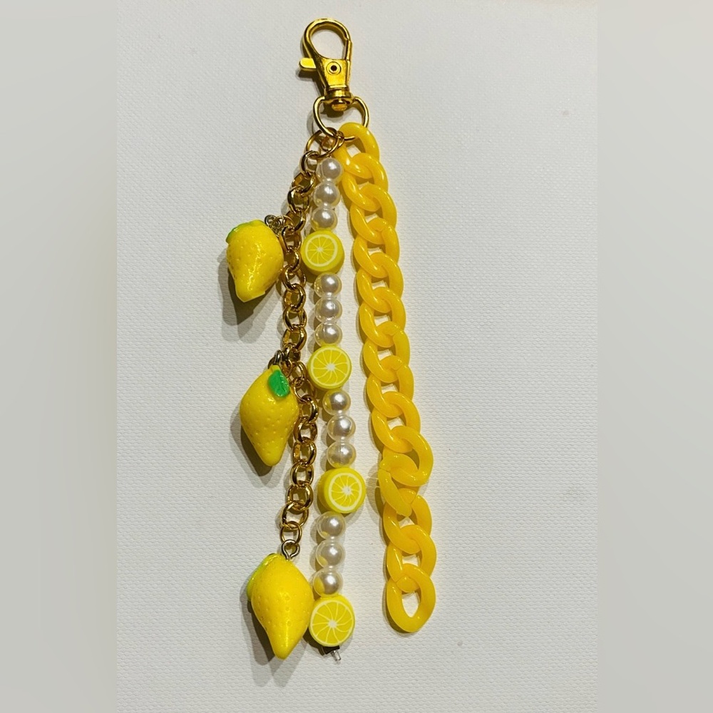 Yellow Lemon Bag Charm | Fruit Keychain